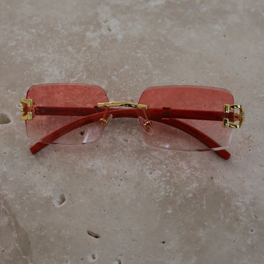 Cartier Rimless Redish Pink Gradient Sunglasses - Picture 4 of 13